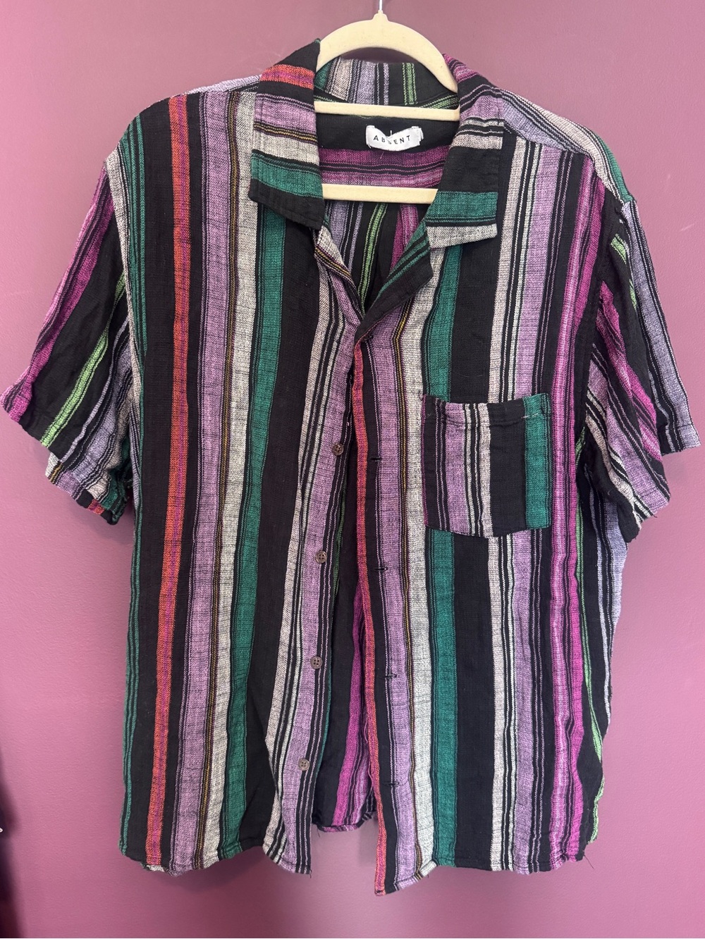 Men's Casual Multicolor Striped Button-Up Textured Cotton Shirt